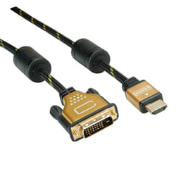 ROLINE 11.04.5893 câble vidéo et adaptateur 5 m HDMI DVI Noir, Or