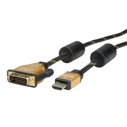 ROLINE 11.04.5894 câble vidéo et adaptateur 7,5 m HDMI DVI Noir, Or