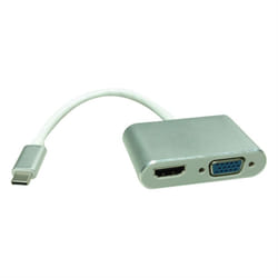 ROLINE 12033215 0,1 m USB Type-C HDMI + VGA (D-Sub) Argent