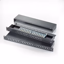 ROLINE Panneau de brassage 19", 1 UH, 24x RJ45, cat.5e noir, Noir, Acier