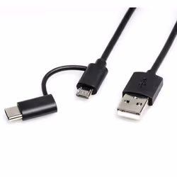 ROLINE 11028328, 1 m, USB A, USB C/Micro-USB B, USB 2.0, 480 Mbit/s, Noir