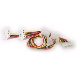 ROLINE Câble d'alimentation interne Y 4 x 4 pôles pour disques, 0,45 m, Molex (4-pin), Mâle, Femelle, 90°, Noir, Rouge, Blanc ...