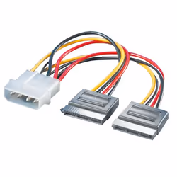 ROLINE Câble d'alimentation en Y 4 pôles disque dur / 2 x SATA, 0,12 m, Molex (4-pin), Mâle, Femelle, Noir, Rouge, Blanc, Jau ...