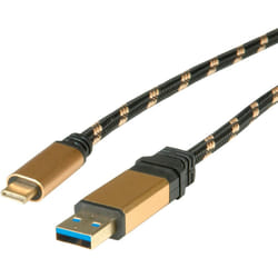 ROLINE USB 0.5m câble USB 0,5 m USB 3.2 Gen 2 (3.1 Gen 2) USB A USB C Noir, Or