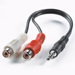 ROLINE Câble 3,5mm / 2x RCA F 0,2m, 3,5mm, Mâle, 2 x RCA, Femelle, 0,2 m, Noir