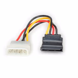 ROLINE Câble adaptateur 4 pôles HDD / S-ATA, coudé, 0,1 m, Molex (4-pin), SATA 15 broches, Mâle, Mâle, Noir, Rouge, Blanc, Ja ...