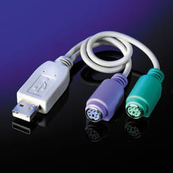 ROLINE USB - 2x PS/2 Converter câble PS/2 0,3 m 2x 6-p Mini-DIN USB A Blanc