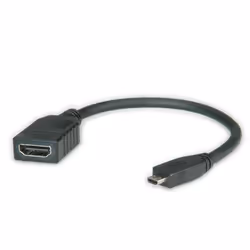 Value Câble HDMI High Speed avec Ethernet, HDMI F - Micro HDMI M 0,15m, 0,15 m, HDMI Type A (Standard), HDMI Type D (Micro), ...