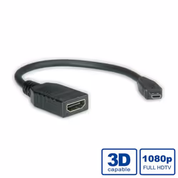 Value Câble HDMI High Speed avec Ethernet, HDMI F - Micro HDMI M 0,15m