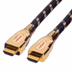 ROLINE 11.04.5694, 1,5 m, HDMI Type A (Standard), HDMI Type A (Standard), 3840 x 2160 pixels, Noir, Or