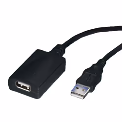 ROLINE Rallonge USB 2.0 noire 5m, 5 m, USB A, USB A, USB 2.0, Mâle/Femelle, Noir