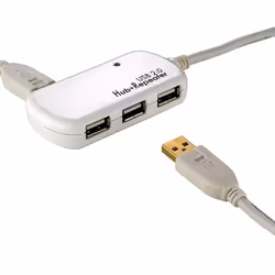 ROLINE Hub USB 2.0 4 ports avec Repeater 12m, Blanc, 12 mm