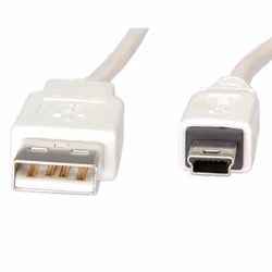 ROLINE USB 2.0 A - 5-Pin Mini, 3.0m, 3 m, USB A, USB A, Mâle/Mâle, 480 Mbit/s, Blanc