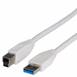 ROLINE USB 3.0 A-B, 3.0M, 3 m, USB A, USB B, 5000 Mbit/s, Blanc