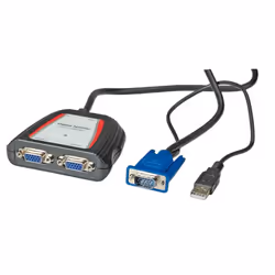 Value Distributeur vidéo portable, 2 ports, 250MHz, VGA, 2x VGA, Gris, 250 MHz, 0,65 m, 1920 x 1440