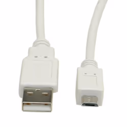 Value Câble USB 2.0, USB A mâle - Micro USB B mâle 1,8m, 1,8 m, USB A, Micro-USB B, USB 2.0, Mâle/Mâle, Blanc