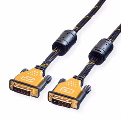 ROLINE GOLD Câble pour écran DVI, M-M, (24+1) dual link 5,0m, 5 m, DVI-D, DVI-D, Mâle, Mâle, Noir, Or
