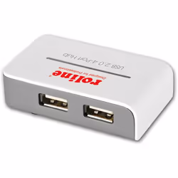 ROLINE Hub USB 2.0 "Black and White", 4 ports, avec alimentation, USB 2.0, USB 2.0, Gris, Blanc, Plastique, 0,5 m, 65 mm
