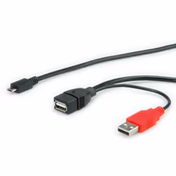 ROLINE Câble USB 2.0 en Y, 2x Type A (M/F) - Micro B M, 1 m