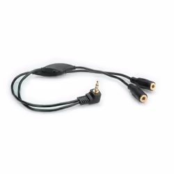 ROLINE Câble haut-parleur en Y 3,5mm (1x M, 2x F) avec réglage du volume, Noir