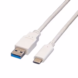Value Câble USB 3.1, A-C, M/M 1 m, 1 m, USB A, USB C, USB 3.2 Gen 1 (3.1 Gen 1), Mâle/Mâle, Blanc