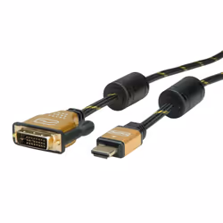 ROLINE 11.04.5890 câble vidéo et adaptateur 1 m HDMI DVI Noir, Or