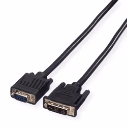 Value Câble DVI, DVI (12+5) M-VGA M 2,0m, 2 m, DVI, VGA (D-Sub), Mâle, Mâle, Droit