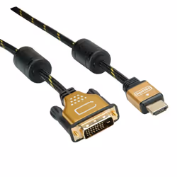 ROLINE 11.04.5896 câble vidéo et adaptateur 1,5 m HDMI Type A (Standard) DVI-D Noir, Or