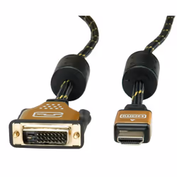 ROLINE 11.04.5896 câble vidéo et adaptateur 1,5 m HDMI Type A (Standard) DVI-D Noir, Or