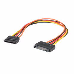 ROLINE Câble prolongateur SATA, 30 cm, 0,3 m, SATA 15 broches, SATA 15 broches, Mâle, Femelle, Noir, Rouge, Jaune