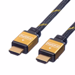 ROLINE 11.04.5500, 1,5 m, HDMI Type A (Standard), HDMI Type A (Standard), 3840 x 2160 pixels, Compatibilité 3D, Noir, Or