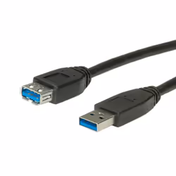 ROLINE Câble USB 3.0 Type A-A, M/F 1,8 m, 1,8 m, USB A, USB A, USB 3.2 Gen 1 (3.1 Gen 1), Mâle/Femelle, Noir
