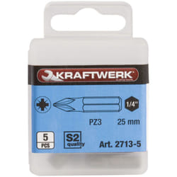 Embout Pozidriv 1/4' 25 mm n° 3, 5 pièces 5 pièces - Kraftwerk