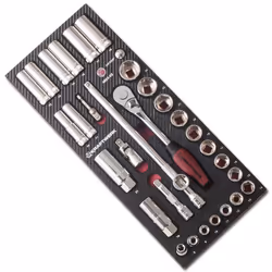 KRAFTWERK 4903-02, Ensemble de clés à douille, 32 pièce(s), 168 mm, 394 mm, 30 mm, Manche de clé, Poignée en T