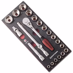 Coquille de douilles 1/2 EVA3 KRAFTWERK 22 pièces - 4903-03" - Mousse haute densité avec une plaque PVC thermocollée imitatio ...