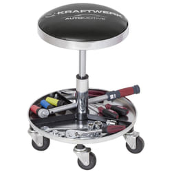 KRAFTWERK 3984 tabouret en forme de selle Siège rembourré Noir Chrome Roues castor