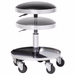 KRAFTWERK 3984 tabouret en forme de selle Siège rembourré Noir Chrome Roues castor