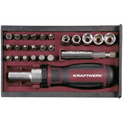Boîte de bits de tournevis à cliquet 1/4', 25 pièces - Kraftwerk