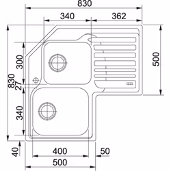 Franke STX 621-E Evier à poser Coin Acier inoxydable - Vue supplémentaire 2