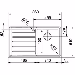 Franke Neptun Plus NPX 611 Evier à poser Rectangulaire Acier inoxydable