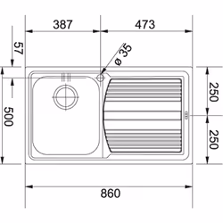 Franke Logica Line LLL 611-L Evier à poser Rectangulaire Acier inoxydable