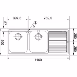 Franke LLX 621 Evier à poser Rectangulaire Acier inoxydable