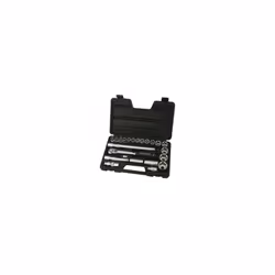 Coffret PVC ensemble cliquet + douilles Jet comprenant: - 1 cliquet 1/2 pouce - Rallonges 150/250mm - 1 renvoi d angle - 1 em ...