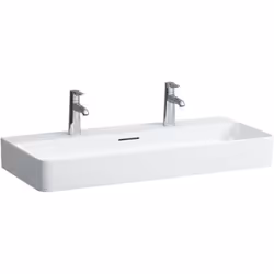 LAUFEN Val 1 x lavabo suspendu, encastrable 1 trou de robinetterie à gauche et 1 à droite avec trop-plein Dimensions : Longue ...