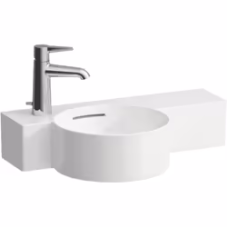 LAUFEN Val 1 x lave-mains suspendu, asymétrique tablette à droite, 1 trou de robinetterie à gauche avec trop-plein Dimensions ...