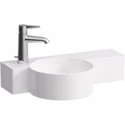 LAUFEN Val 1 x lave-mains suspendu, asymétrique tablette à droite, sans trou pour robinet avec trop-plein Dimensions : Longue ...