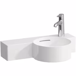 Laufen Val 1 x lave-mains suspendu, asymétrique tablette à gauche, 1 trou de robinetterie à droite avec trop-plein Dimensions ...