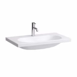 Vasque à installer sur plan de toilette/ sous-meuble couleur : blanche dimensions : 800 x 460 x 180 mm (LxLxH) matériau : cér ...
