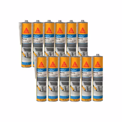 Lot de 12 colles mastic SIKA - Sikaflex Marine - Noir - 300ml