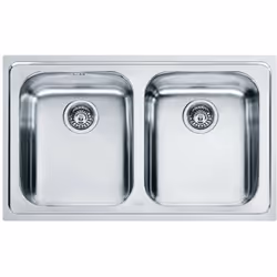 Évier en acier inoxydable LLX 620 finition en inox montage sur plan dimensions 790 × 500 mm découpe 770 × 480 mm évier 2 × 34 ...